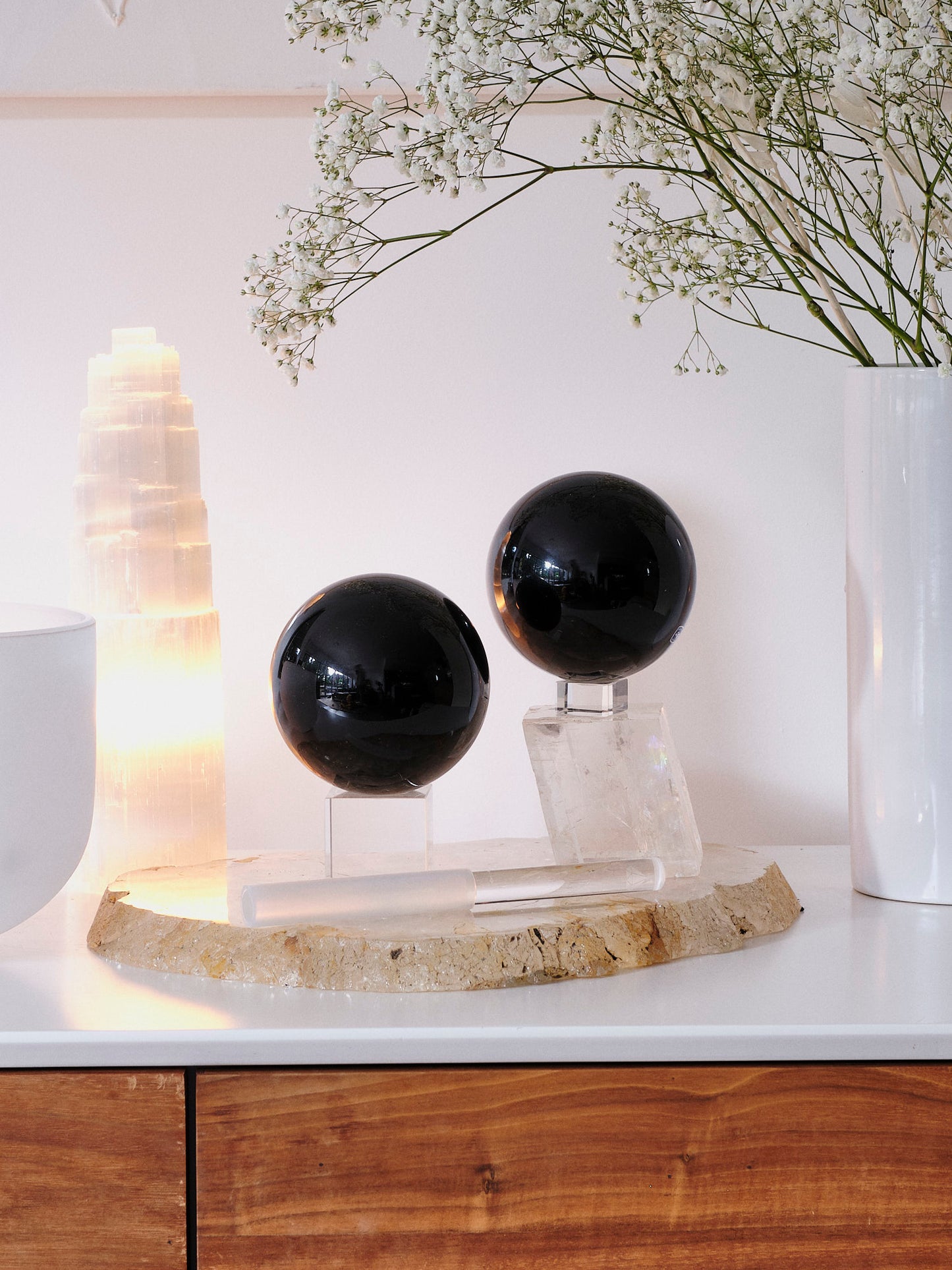 Large Black Obsidian Spheres