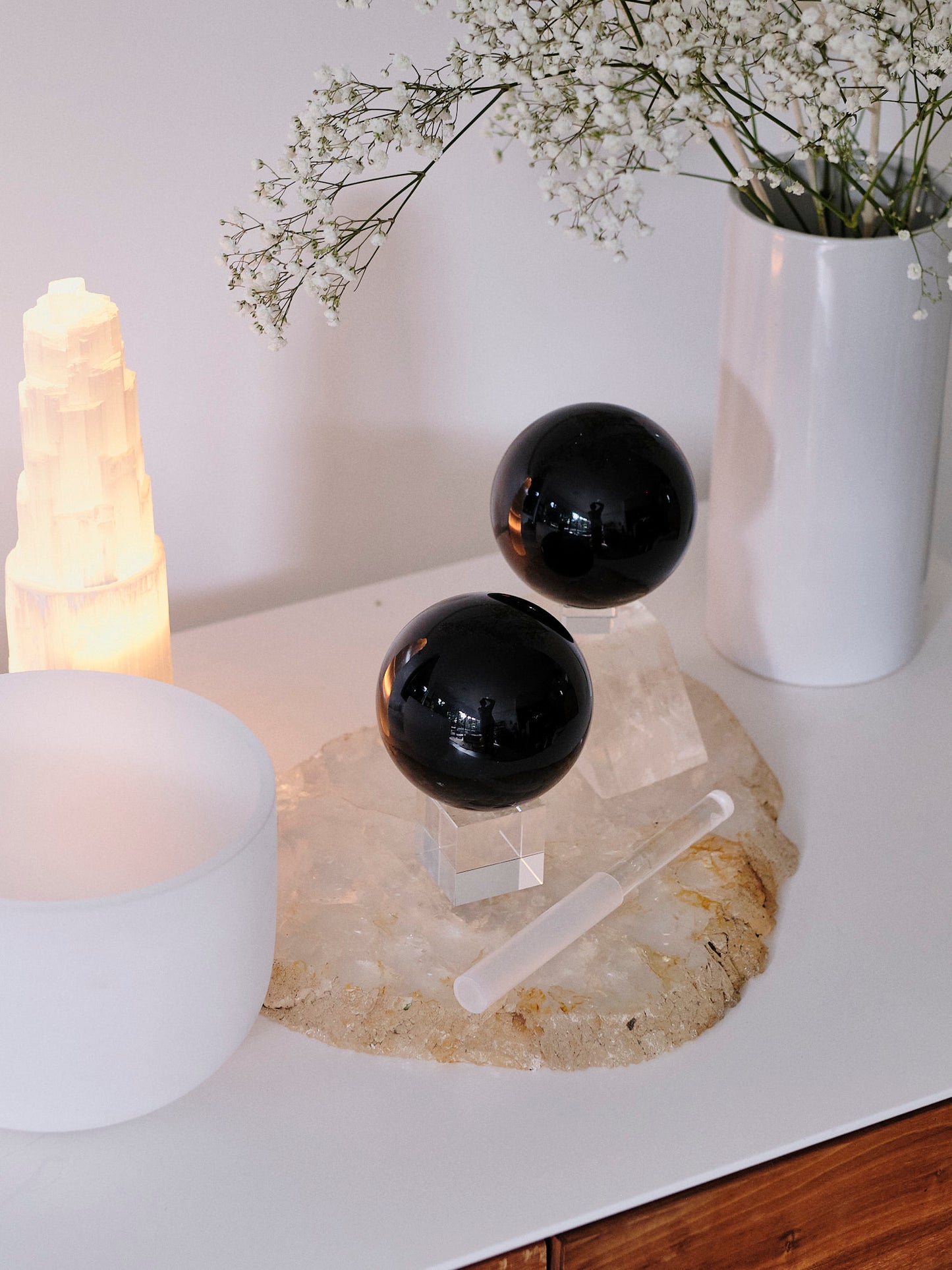 Large Black Obsidian Spheres