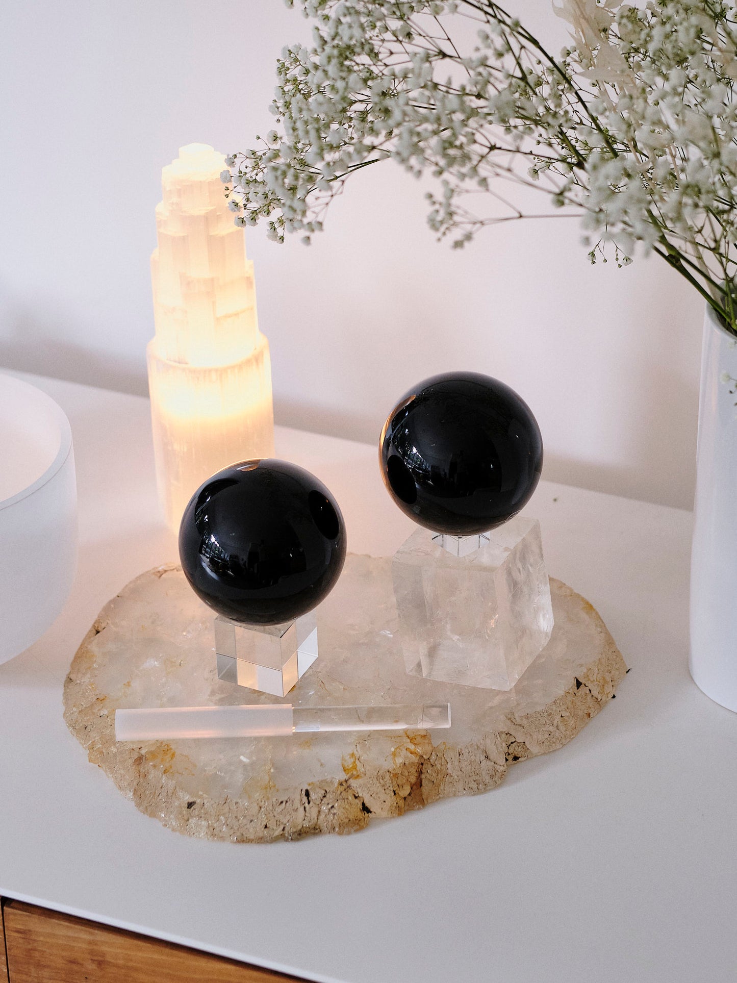 Large Black Obsidian Spheres