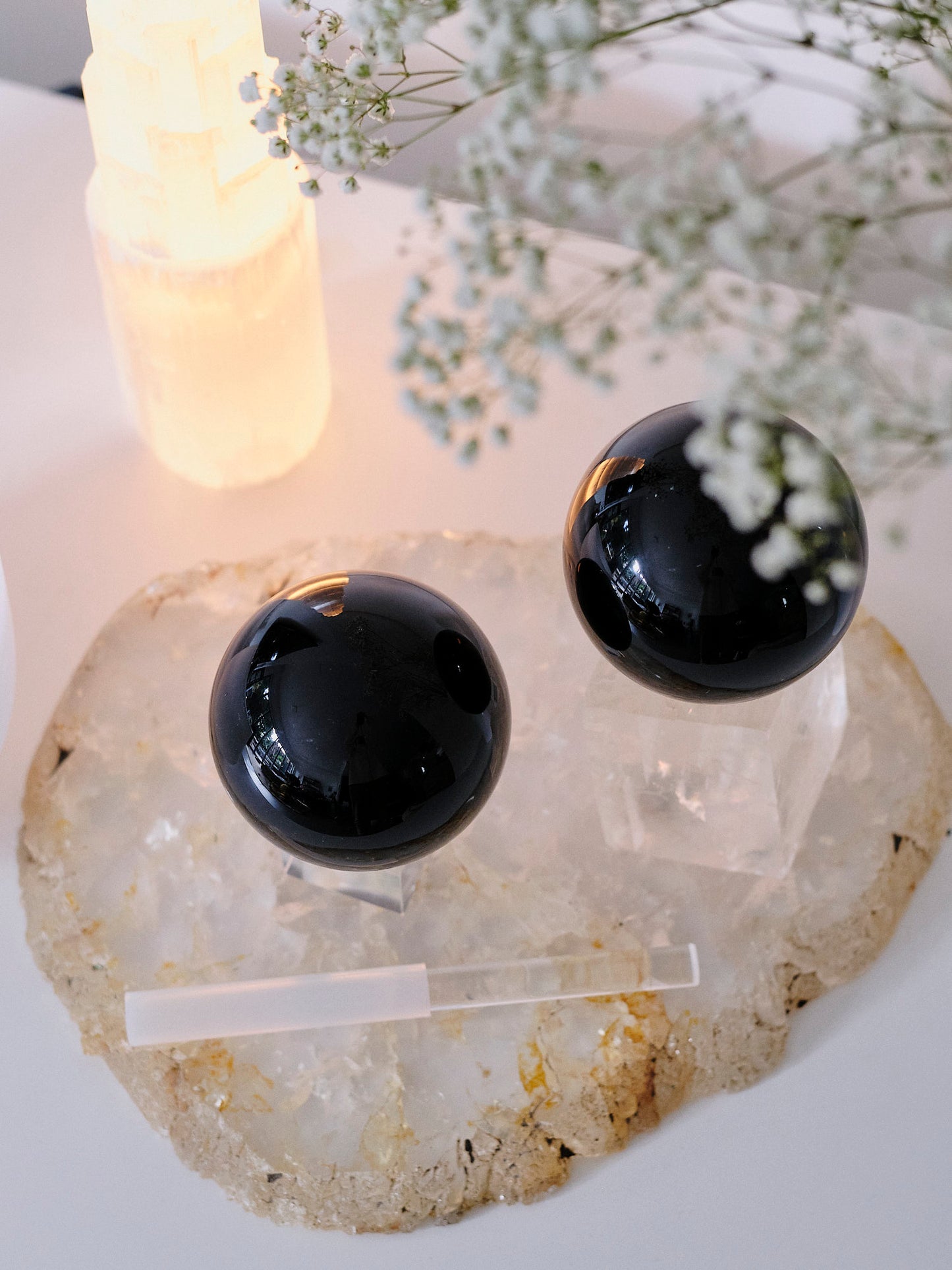 Large Black Obsidian Spheres