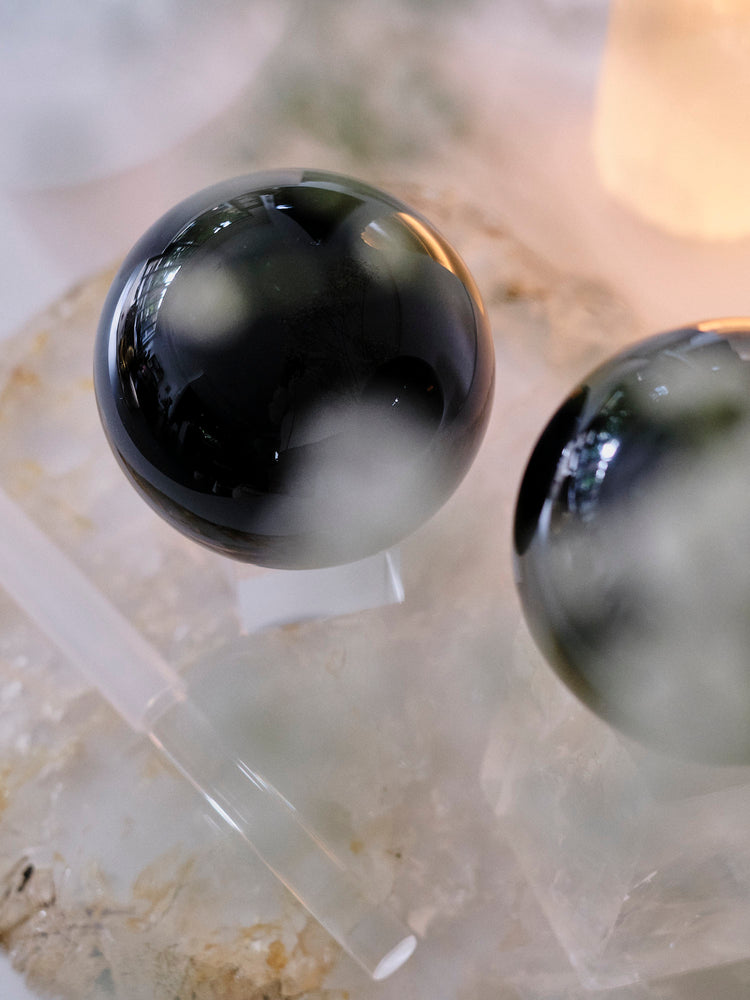 Large Black Obsidian Spheres