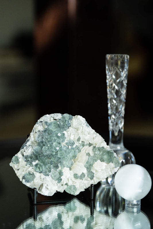 AAA Specimen Green Fluorite, Pyrite & Calcite