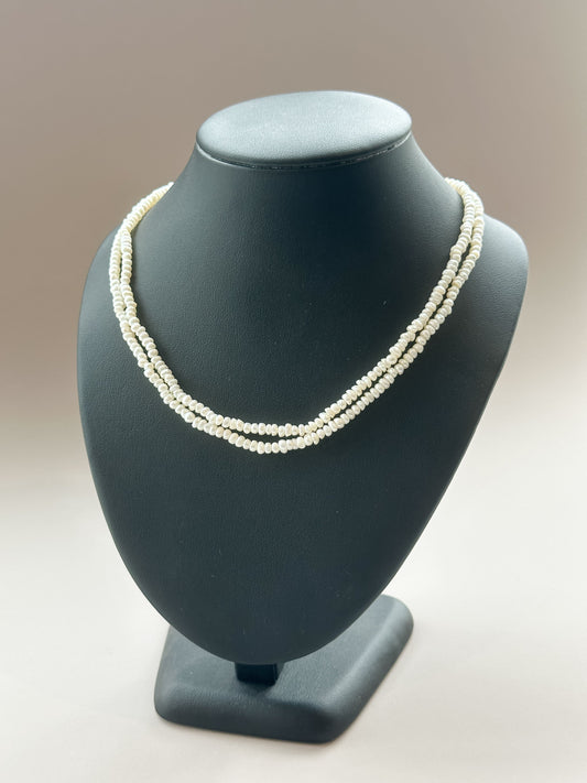 White Fresh Water Pearl Double Strand Necklace