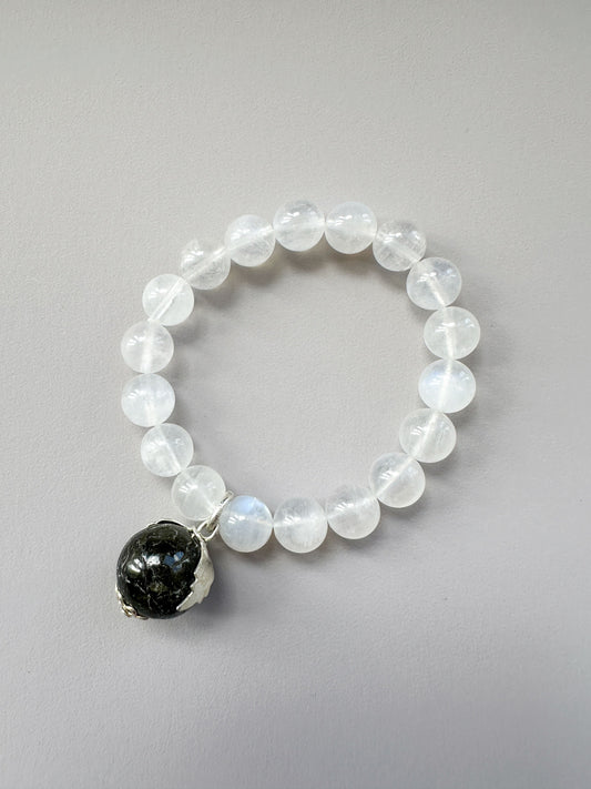 Moonstone with Jade Charm Bracelet