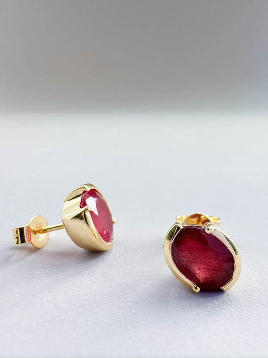 Ruby Yellow Gold Studs
