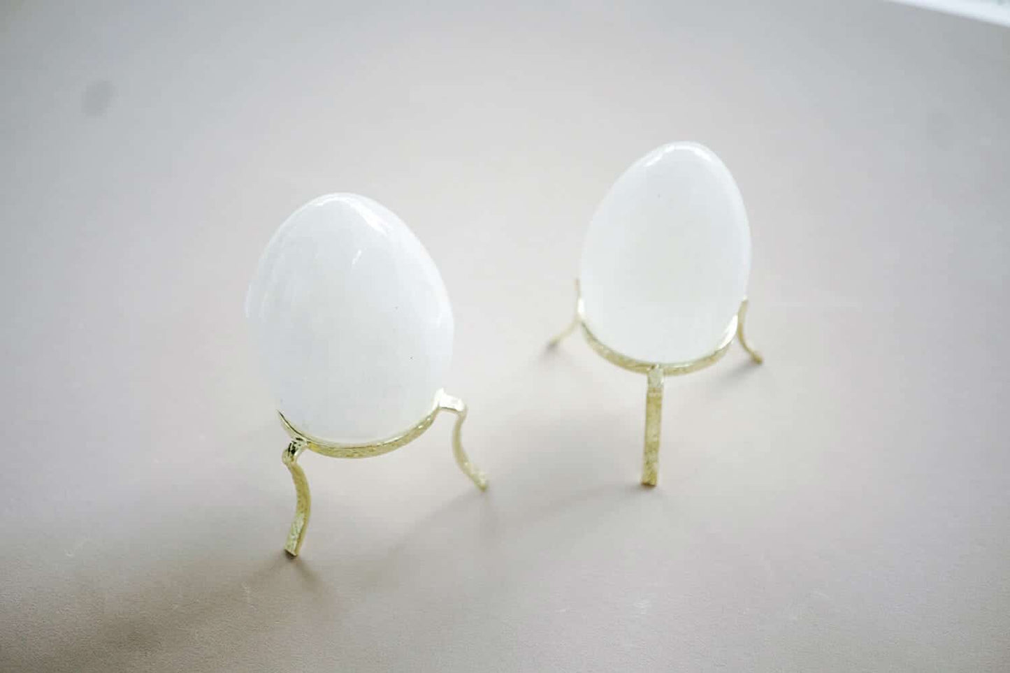 Selenite Egg with Gold Stand
