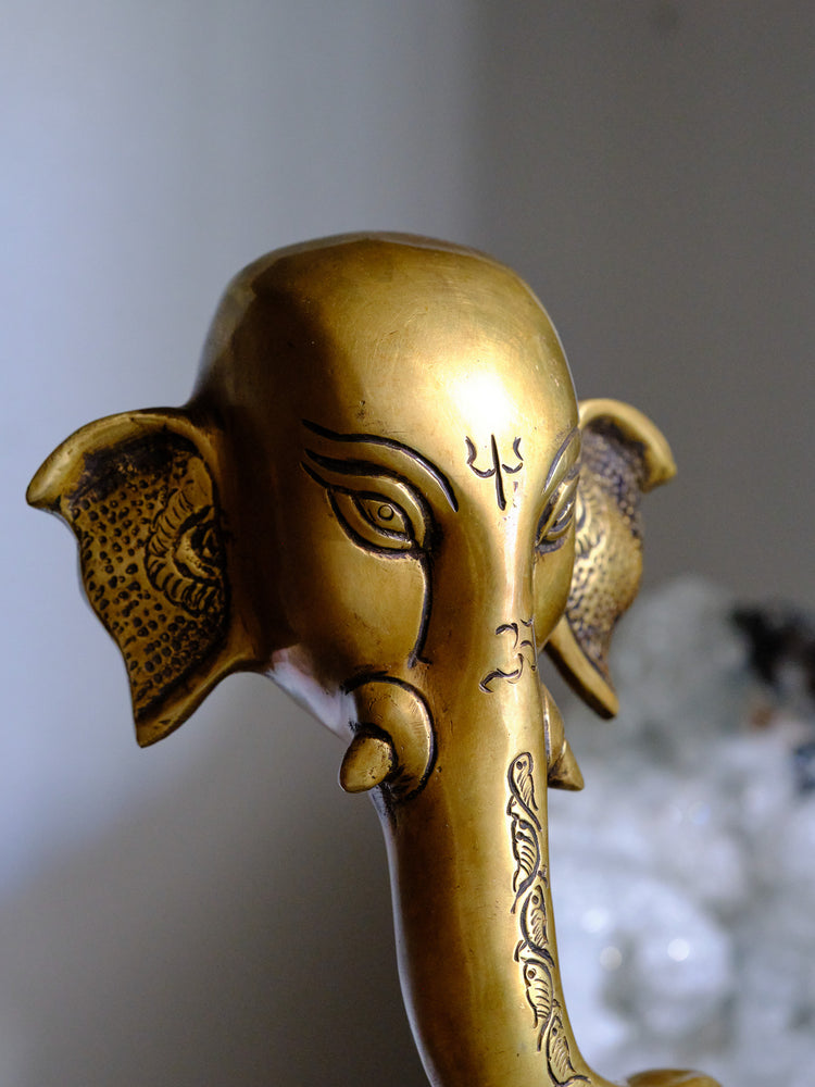 Ganesha Brass Sphere Holder (XLarge)