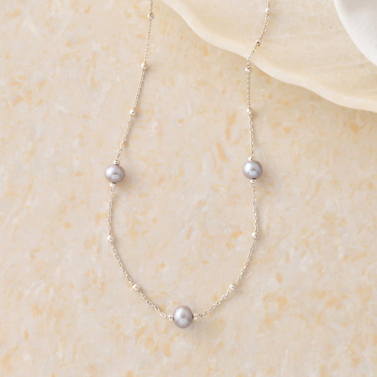 Trio Pearl Chain Necklace