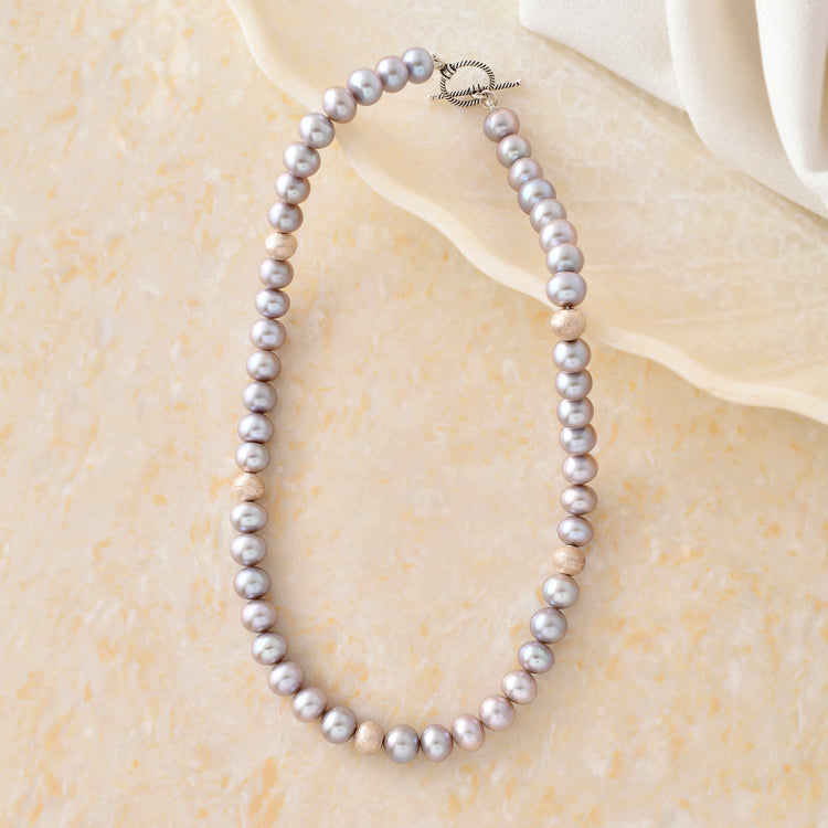 Frosted Bead Pearl Necklace