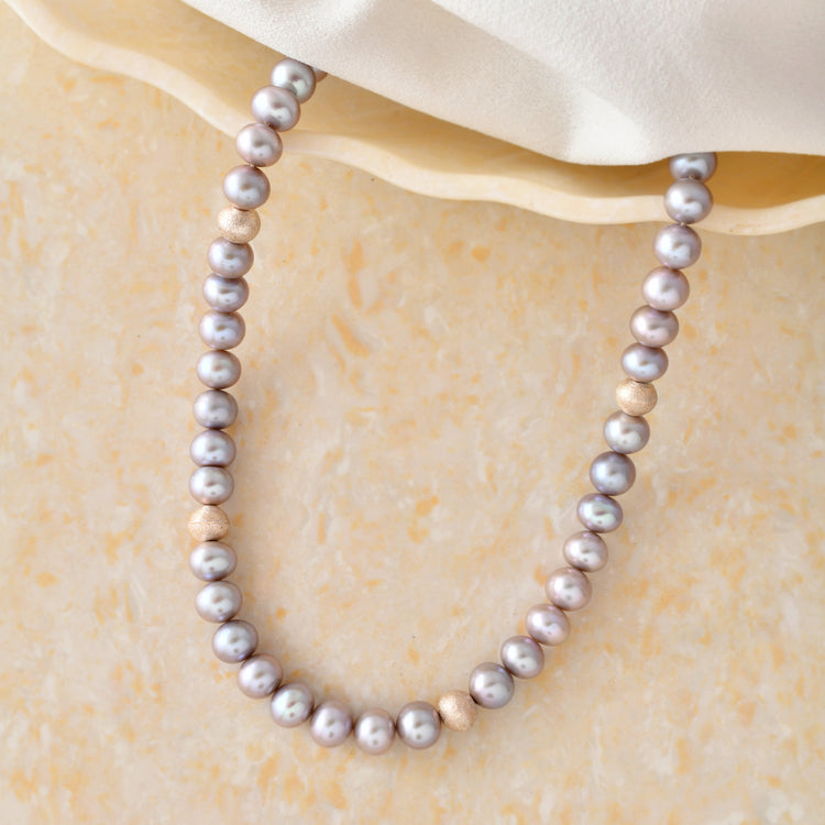 Frosted Bead Pearl Necklace