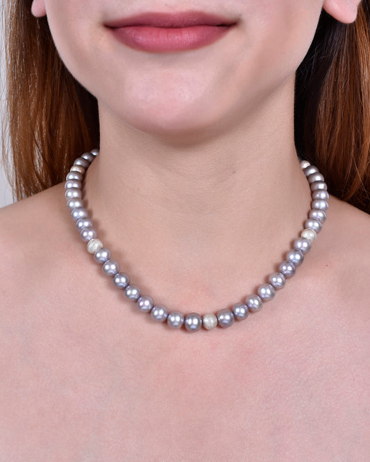 Frosted Bead Pearl Necklace