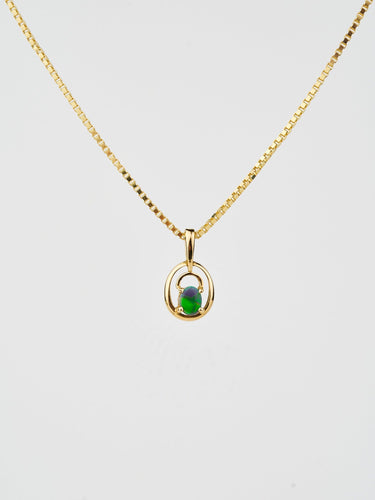 18k Yellow Gold Solid Opal Pendant