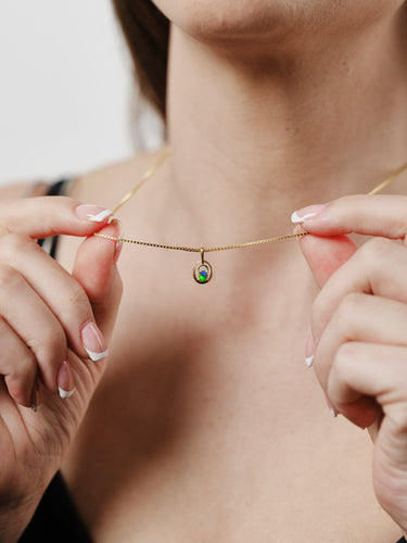 18k Yellow Gold Solid Opal Pendant