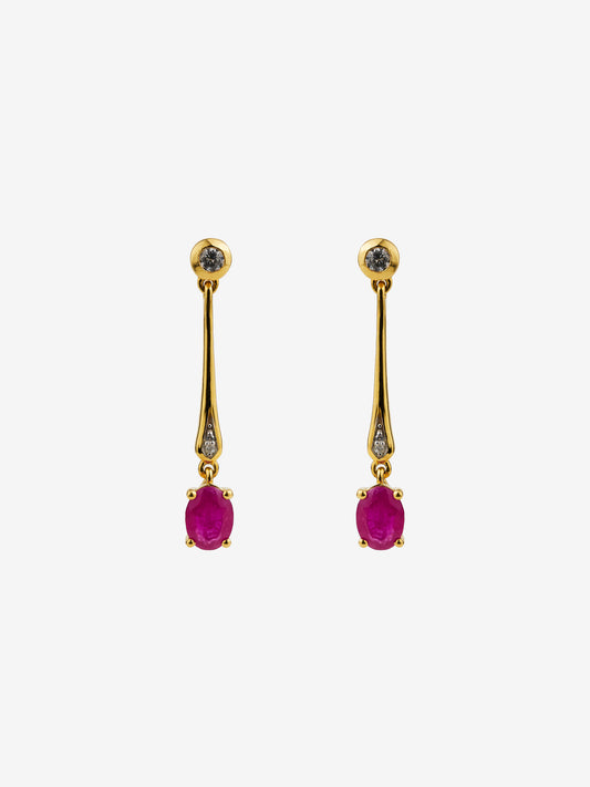 Yellow Gold Plated Ruby Earrings