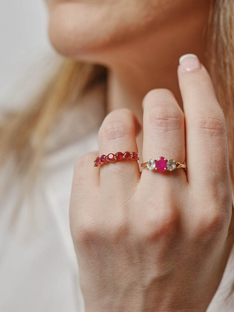 Gold Ruby Half Eternity Ring