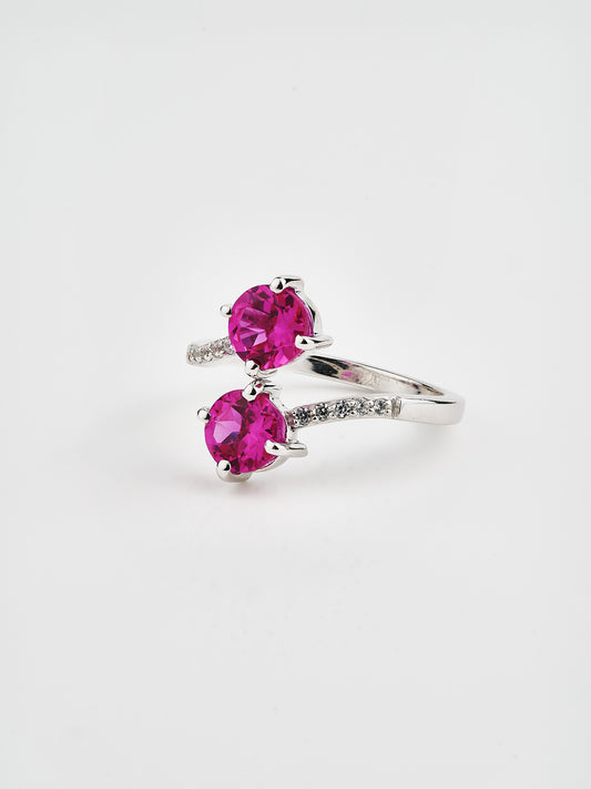 Silver Lab Created Pink Sapphire Ring