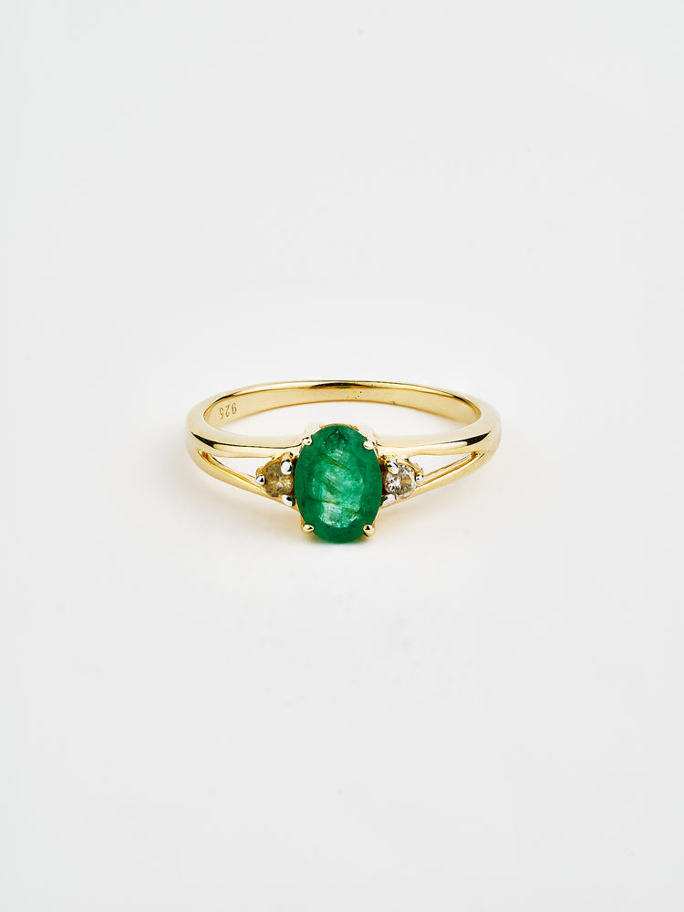 Yellow Gold Plated Emerald Ring