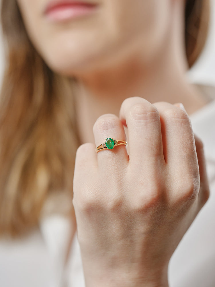 Yellow Gold Plated Emerald Ring