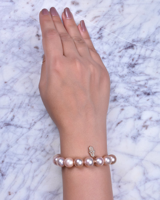 Hamsa Hand Pink Pearl Bracelet