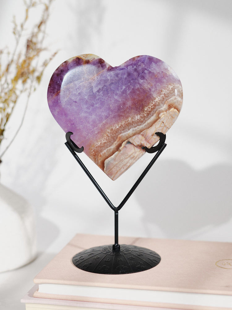 Amethyst Agate Heart on Zodiac Stand