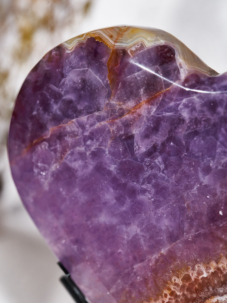 Amethyst Agate Heart on Zodiac Stand