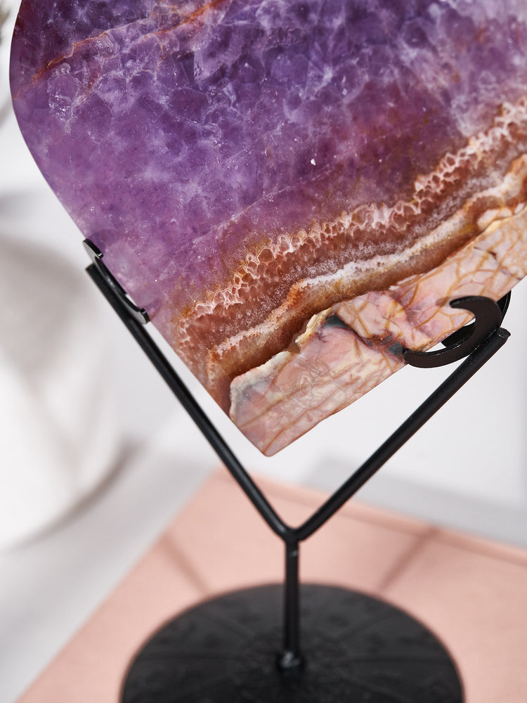 Amethyst Agate Heart on Zodiac Stand