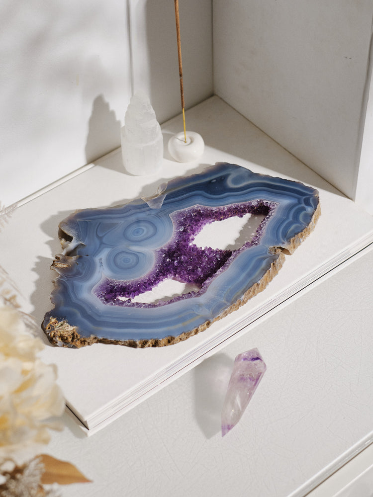 Amethyst & Agate Druzy Platter 1.04 kg