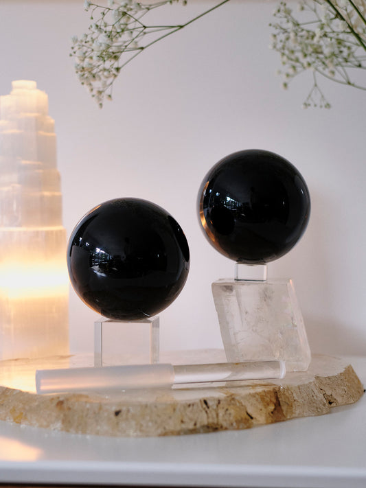 Large Black Obsidian Spheres