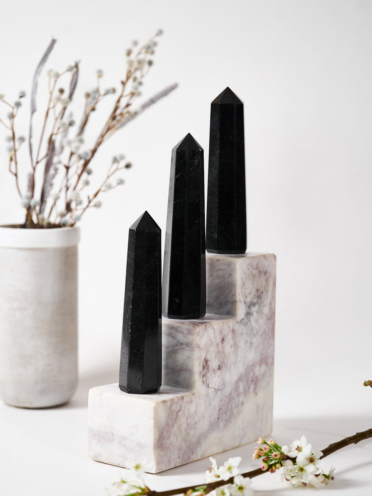 Black Tourmilanated Quartz Towers