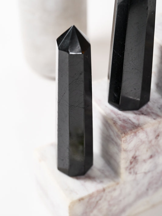 Black Tourmilanated Quartz Towers