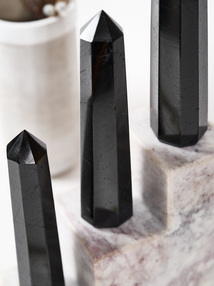 Black Tourmilanated Quartz Towers