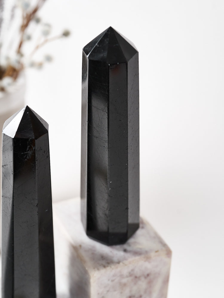 Black Tourmilanated Quartz Towers