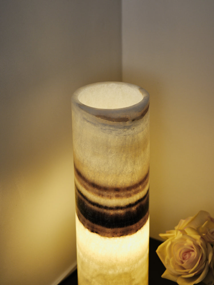 Black & White Calcite Cylinder Luminary