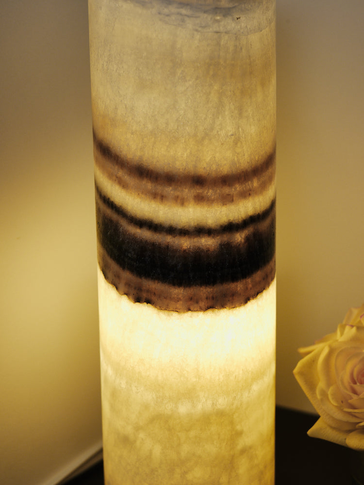 Black & White Calcite Cylinder Luminary