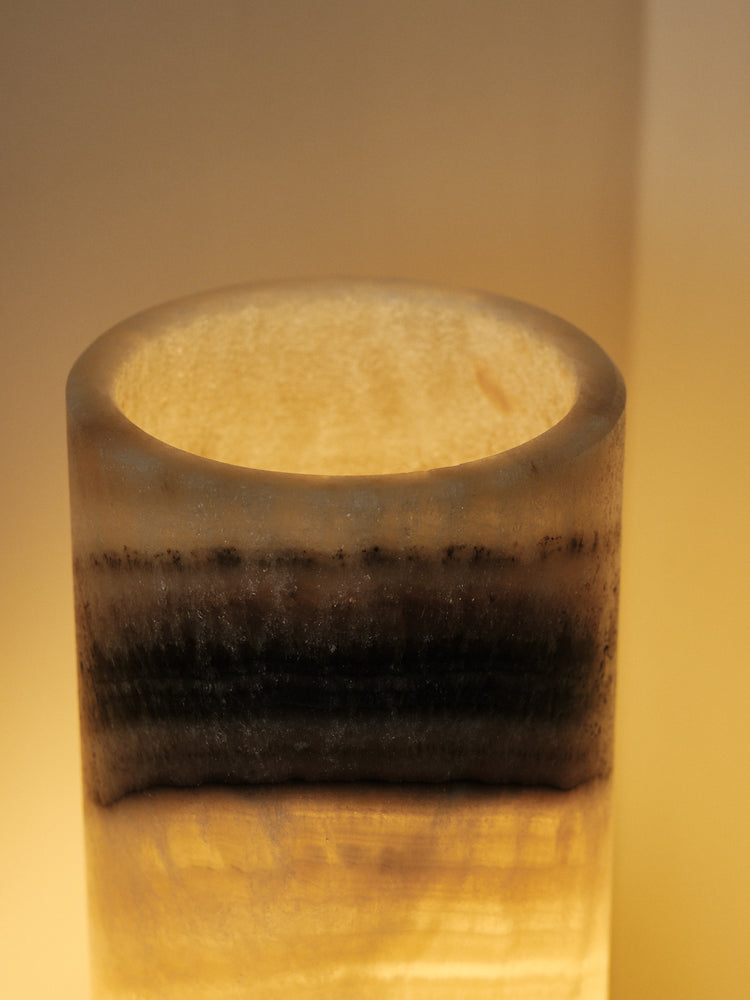 Black & White Calcite Cylinder Luminary