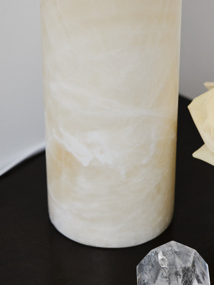 Black & White Calcite Cylinder Luminary