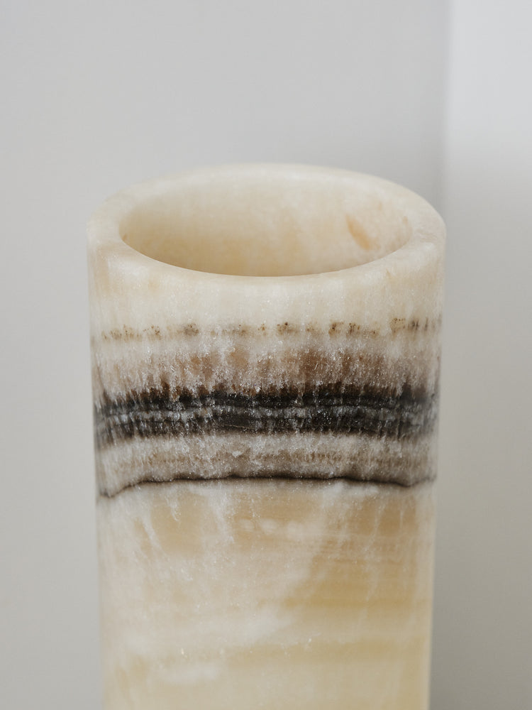 Black & White Calcite Cylinder Luminary