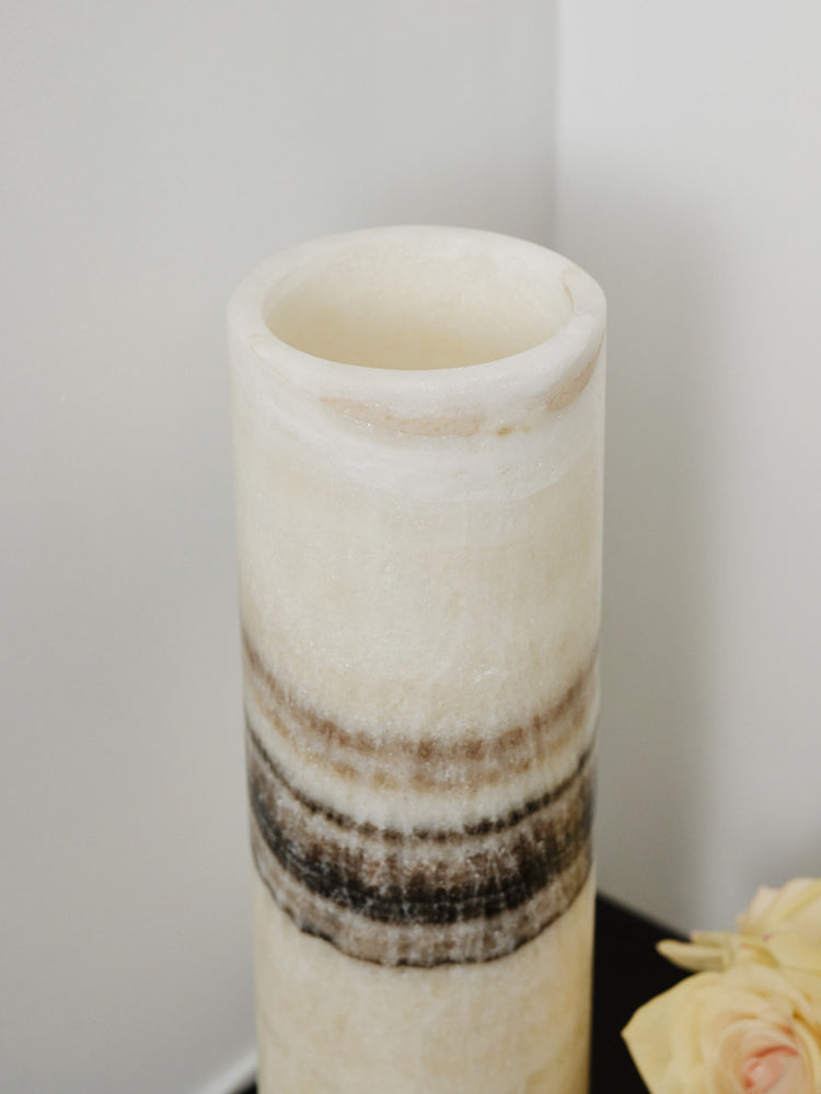 Black & White Calcite Cylinder Luminary