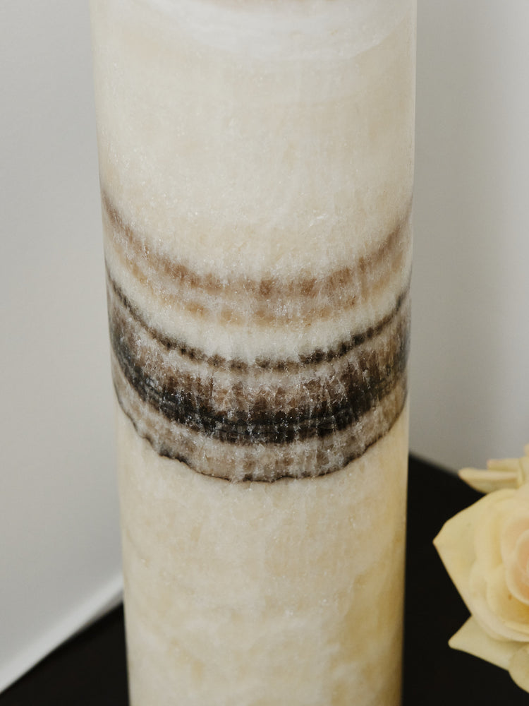 Black & White Calcite Cylinder Luminary