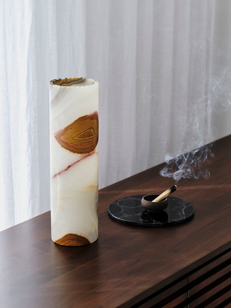 Cinnamon Swirl Cylinder Calcite Lamp