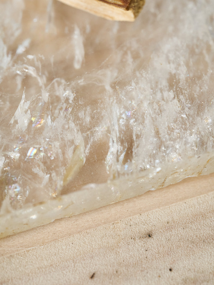 Clear/Smokey Natural Crackle Quartz Platter 2.09kgs