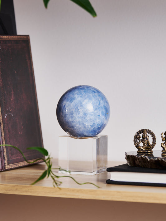 Engraved "Saggitarius" Blue Calcite Sphere