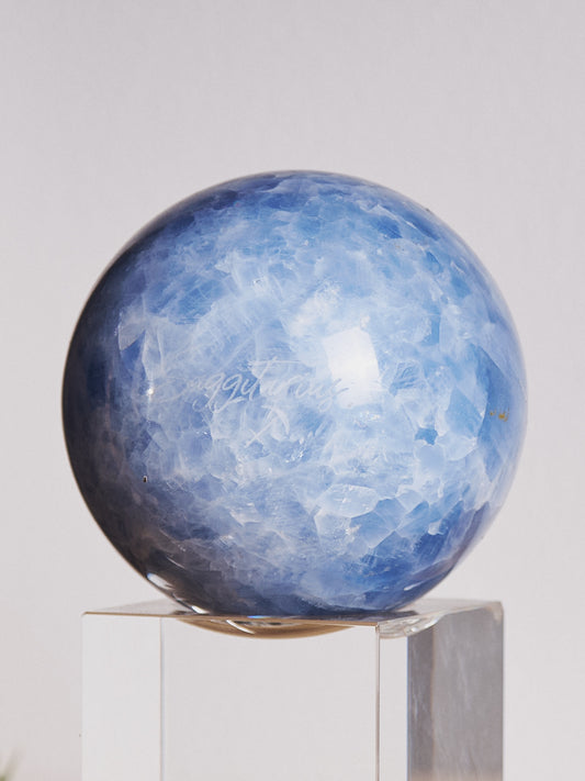 Engraved "Saggitarius" Blue Calcite Sphere