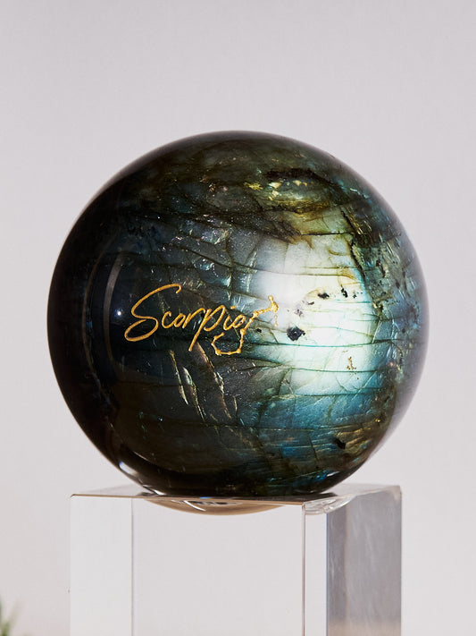 Engraved "Scorpio" Labradorite Sphere