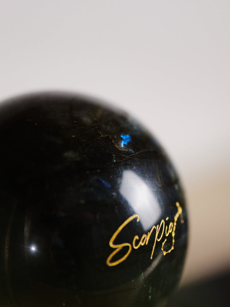 Engraved "Scorpio" Labradorite Sphere