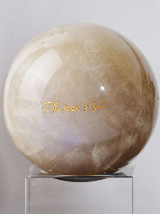 Engraved "To the Moon & back" Moonstone Sphere