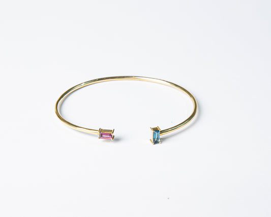 Topaz & Garnet Baguette Art Deco Bangle