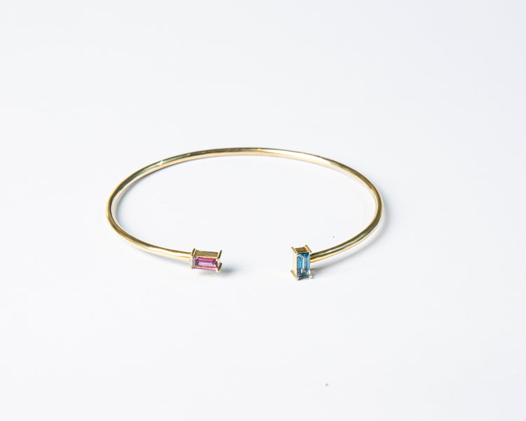 Topaz & Garnet Baguette Art Deco Bangle