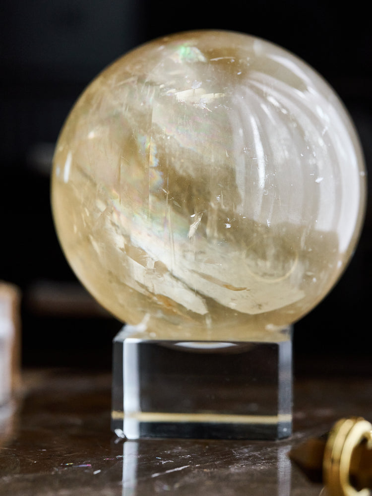 Engraved "I love you Mum" Honey Calcite Sphere 535g