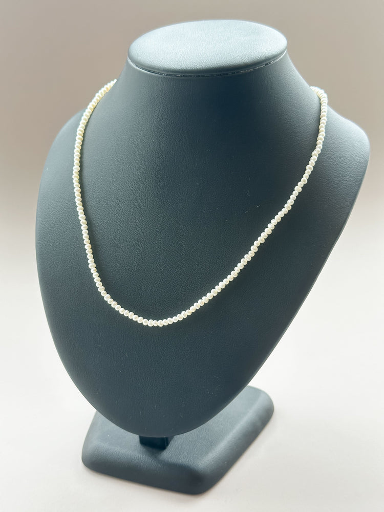 White Thin Fresh Water Pearl Necklace